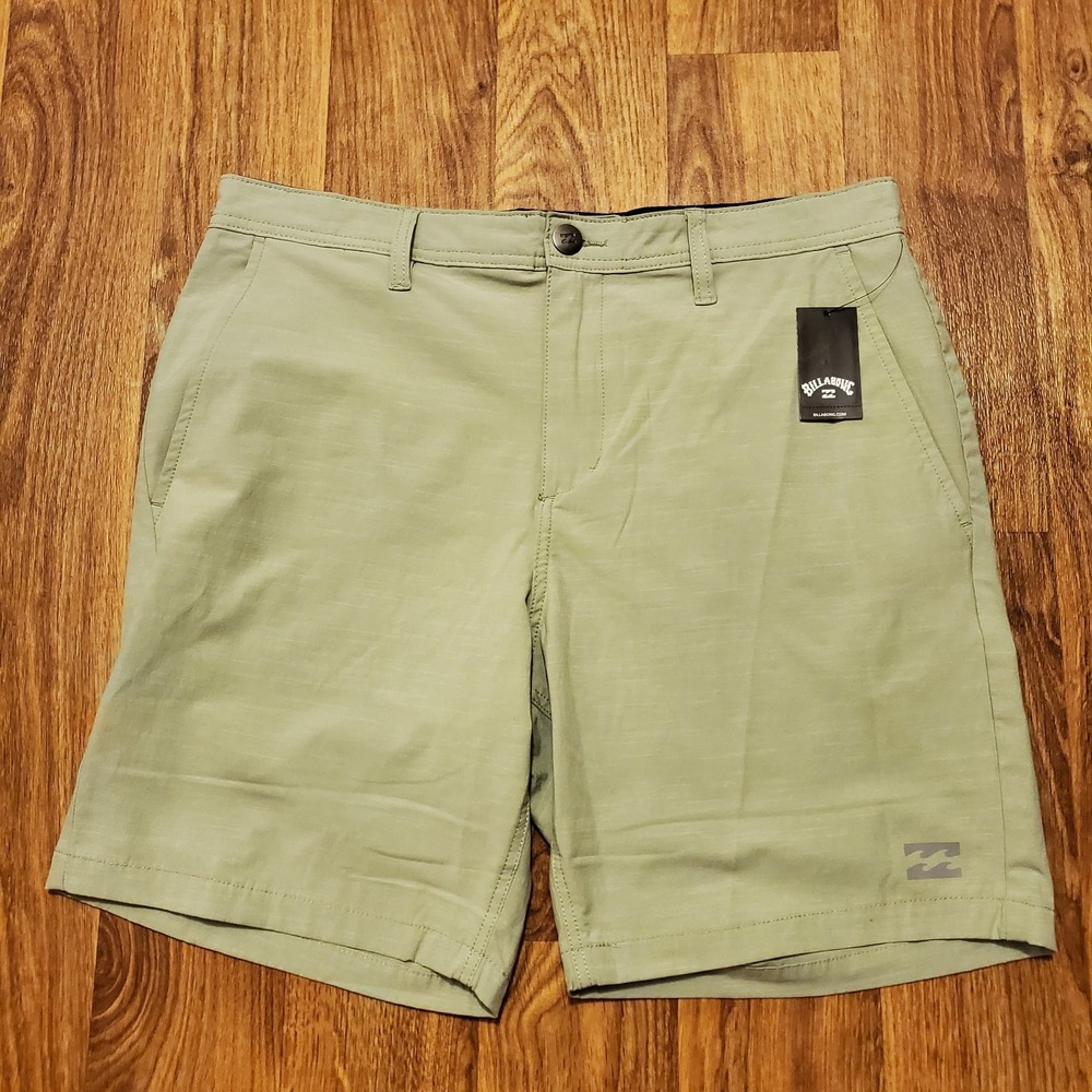 Billabong Jared Hybrid Shorts Men 34 Green Performance Stretch Surf New
